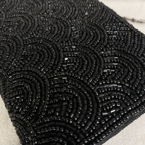 Jessica McClintock Black Beaded Evening Purse Chain Handle Goth Witchy Formal - Picture 3 of 8